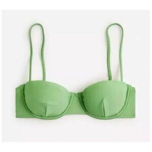 J. Crew Balconetti 36A Underwire Bikini Top Willow Green Adjustable Straps NWT